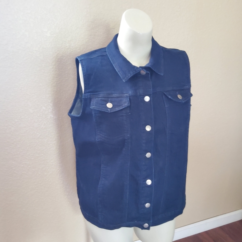Blair Jean Jacket Button Front Vest L New Denim Jeans New